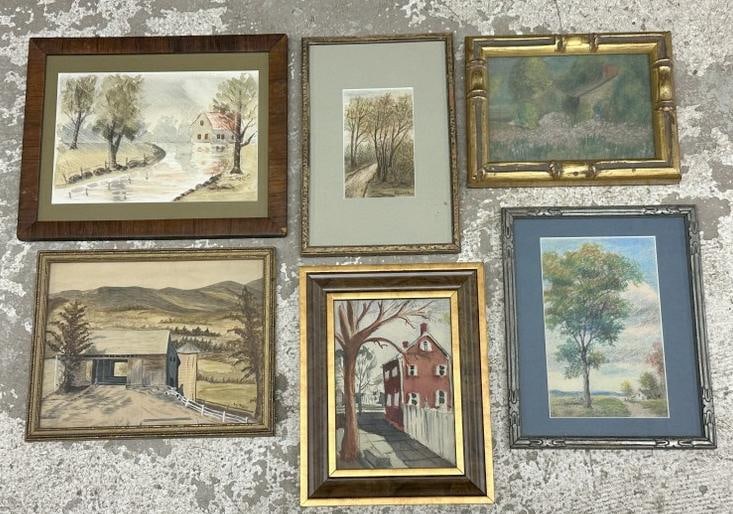 (6) w/color & pastel landscapes from Albany, N.Y. estate collection, all framed and in nice (1 of 5)