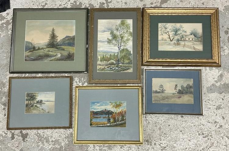 (6) watercolor landscapes from Albany, New York collection, nice overall condition, all framed and (1 of 4)
