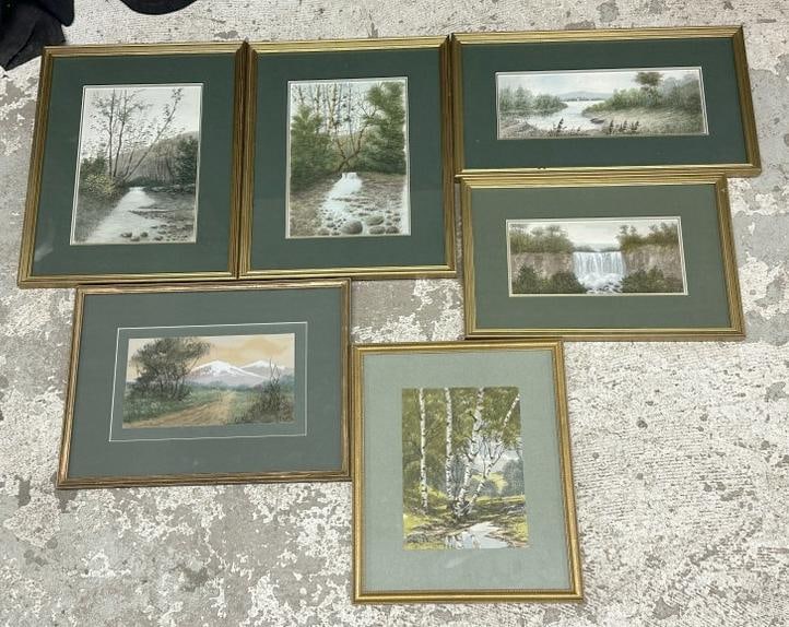 (6) watercolor landscapes from Albany, N.Y. estate collection we are selling, all nicely framed & (1 of 5)