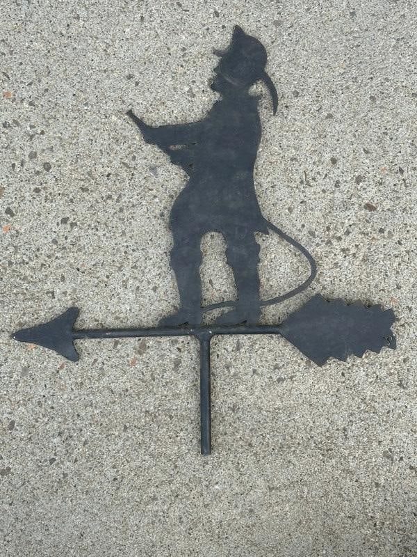 Wonderful cut steel weathervane or directional of a Fireman, from estate in Shandaken, N.Y. of (1 of 2)