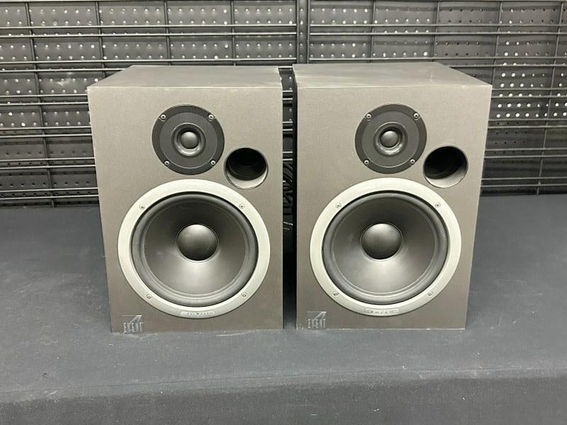 Pair Event 20/20 studio monitors…..Professional grade, appear to have little use, with booklets: Pair Event 20/20 studio monitors…..Professional grade, appear to have little use, with booklets intact…..measure 15" high x 10.5" wide x 12" deep. From Hudson Valley estate ofa Musician…..