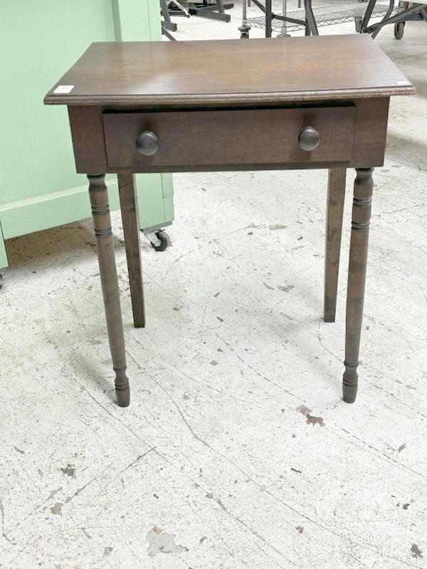 Walnut circa 1910 one drawer stand, structurally sound, measures 28" high x 24.5" wide x 18": Walnut circa 1910 one drawer stand, structurally sound, measures 28" high x 24.5" wide x 18" deep….just as we found it….