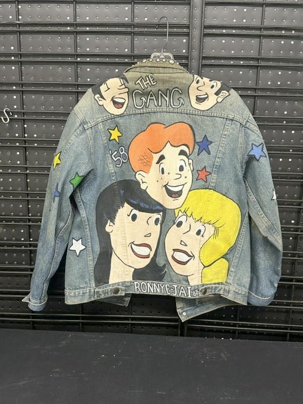 Ronnye Jai vintage Archie & the Gang handpainted denim jacket with studs on front, size Medium, (1 of 2)