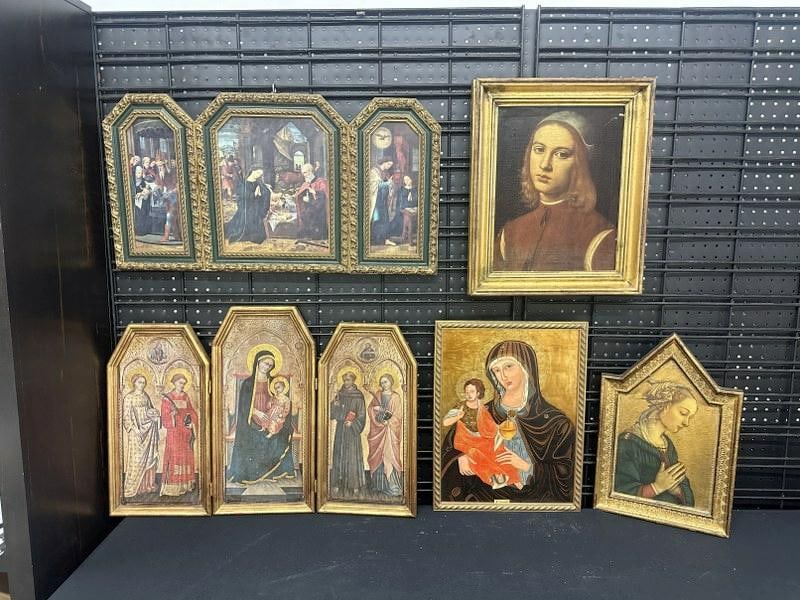 Religious lot from local estate, includes one handpainted icon from year 2000, the rest including (1 of 5)