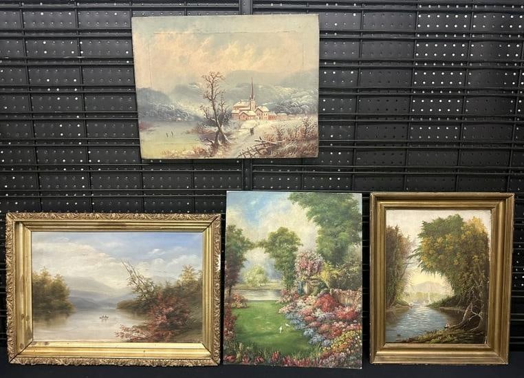 (4) oil painting landscapes from older estate in Hudson Valley, nice overall condition, just as we (1 of 7)