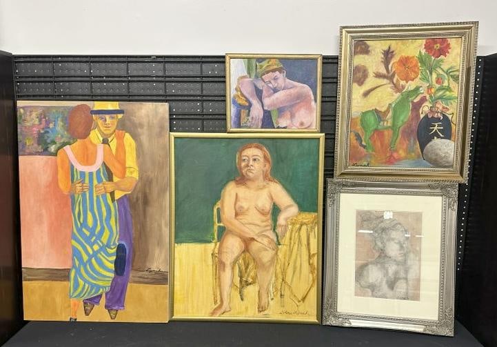 (5) pcs. Artwork by Dolores Lynch, from her estate in Woodstock, N.Y. (4) oil paintings & (1) framed (1 of 5)