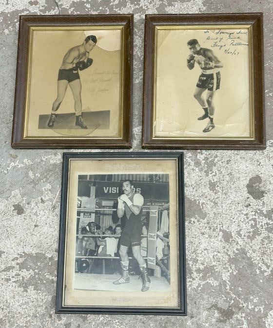(3) boxing photographs, (2) signed by Floyd Patterson & Billy ??????) and last photograph is Billy (1 of 4)
