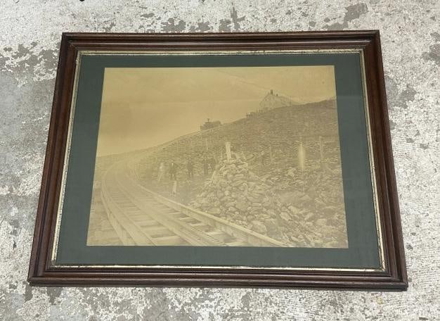 Large Railroad photograph in walnut Victorian frame, unsure of the Railroad, from estate in Albany, (1 of 2)