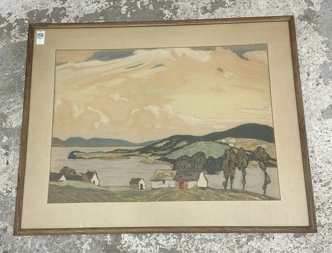 Joseph Ernest Sampson (1887 - 1946) serigraph or silkscreen landscape print, nice overall estate (1 of 3)