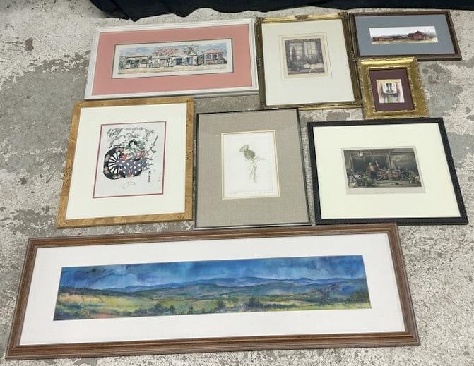 (8) contemporary prints and watercolors from Woodstock, N.Y. home, all framed and matted nicely, (1 of 7)