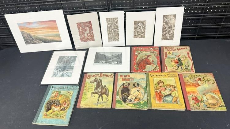 Misc. estate lot to include contemporary prints ( shrink wrapped ), and some early childrens (1 of 4)