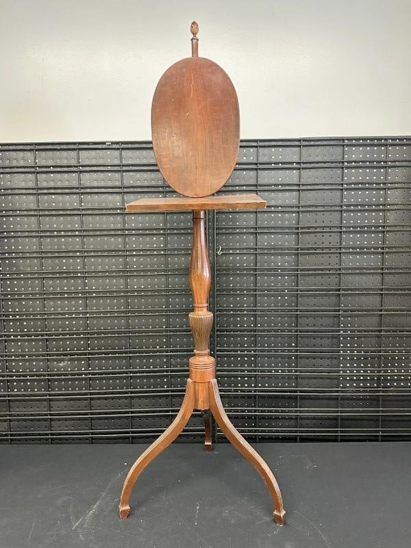 Circa 1940's mahogany candle stand with adjustable top, estate found condition. (1 of 2)