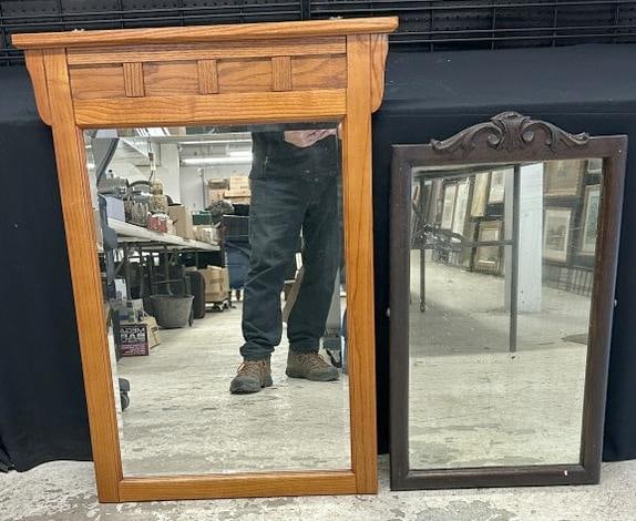 (2) oak mirrors, one older and one contemporary, to show scale the tallest measures 35" high x 23" (1 of 1)