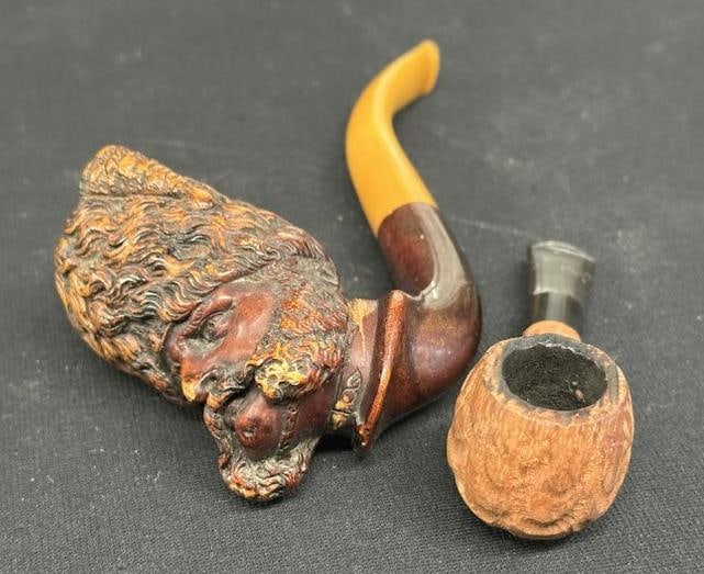 (2) estate smoking PIPES including Russian like Gentleman in big hat (1 of 6)