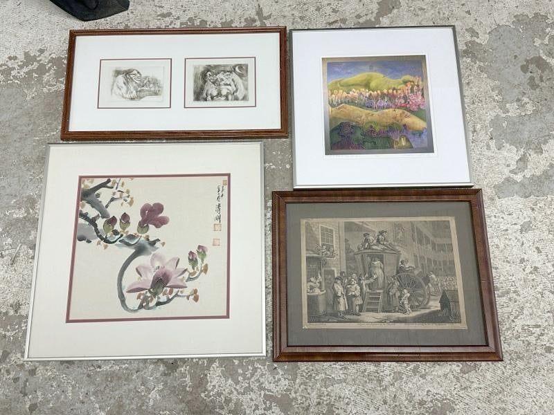 Estate lot of (4) framed artwork pieces from Hudson Valley estate (1 of 5)