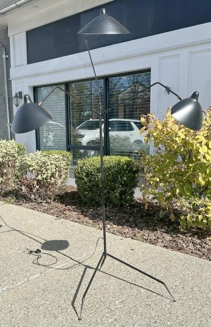 Wonderful SERGE MOUILLE style three arm floor lamp with step on floor switch. (1 of 6)