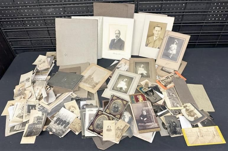 Big misc. lot early photographs from estate collection, cdv's, cabinet cards, tintypes, albumens,: Big misc. lot early photographs from estate collection, cdv's, cabinet cards, tintypes, albumens, portraits, some RPPC, etc…..good lot for a dealer to sort out….