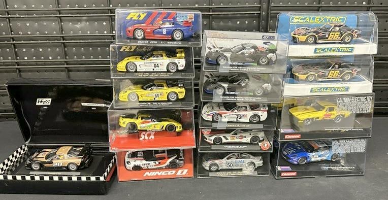 (15) 1/32 scale slot cars in original packaging, unused condition. From estate collection of over: (15) 1/32 scale slot cars in original packaging, unused condition. From estate collection of over 2400 cars we will be selling in next few auctions. He collected them and cherished them until his pass