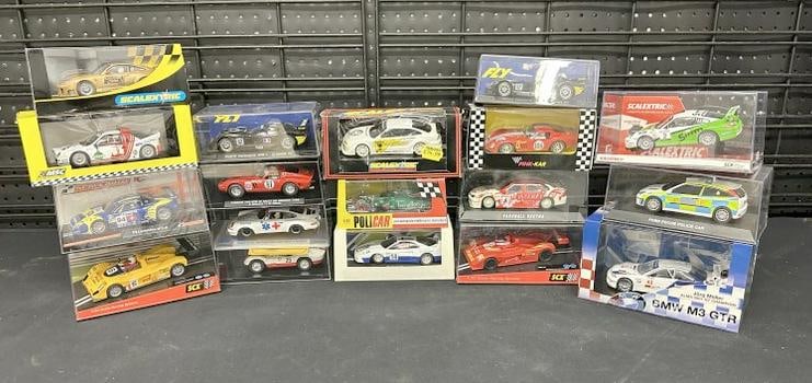 (18) 1/32 scale slot cars all in original packaging, fine condition. From estate collection of over (1 of 7)