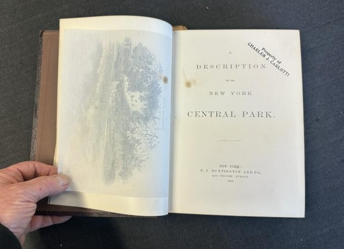 A DESCRIPTION OF THE NEW YORK CENTRAL PARK (1869 ), Published by F.J.HUNTINGTON AND CO. , nice: A DESCRIPTION OF THE NEW YORK CENTRAL PARK (1869 ), Published by F.J.HUNTINGTON AND CO. , nice overall estate condition, with some light foxing almost throughout, some pages with none, some with a lit