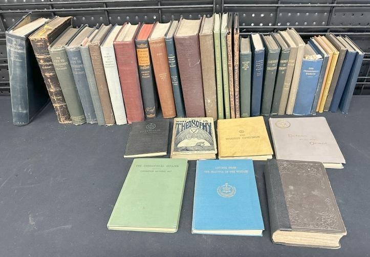 Large misc. lot of early ( THEOSOPHICAL ) books, from the estate of Charles J. Carlotti. Some in: Large misc. lot of early ( THEOSOPHICAL ) books, from the estate of Charles J. Carlotti. Some in better condition than others…....