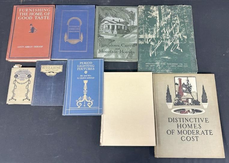 (9) early ARCHITECTURAL BOOKS, from the estate of Charles J. Carlotti. All hardcover, one with dust: (9) early ARCHITECTURAL BOOKS, from the estate of Charles J. Carlotti. All hardcover, one with dust jacket…...