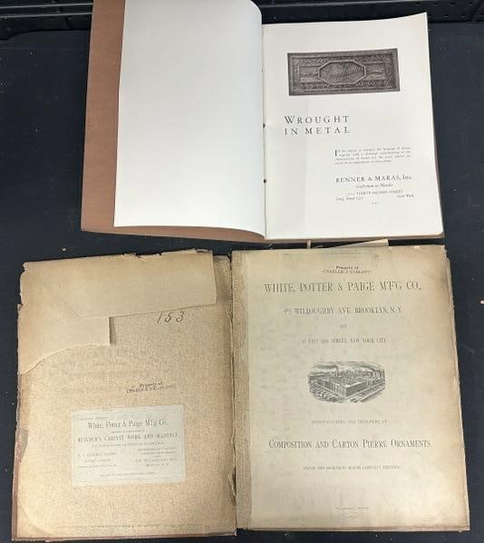 (2) ARCHITECTURAL related catalogs, from estate Library of Charles J. Carlotti, includes (RENNER &: (2) ARCHITECTURAL related catalogs, from estate Library of Charles J. Carlotti, includes (RENNER & MARAS INC. ) Craftsmen in Metals from 1932 & ( WHITE, POTTER & PAIGE MFG. CO. ) Composition Ornaments