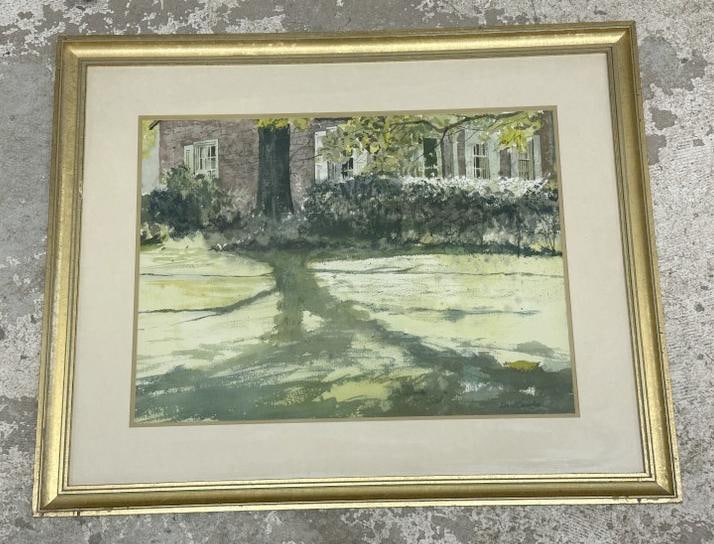 David Coolidge (Born 1942) w/color landscape signed lower right, with house in background. Has: David Coolidge (Born 1942) w/color landscape signed lower right, with house in background. Has NEWMAN GALLERIES on back…..in fine estate condition. Watercolor measures 19" x 24", the frame measures