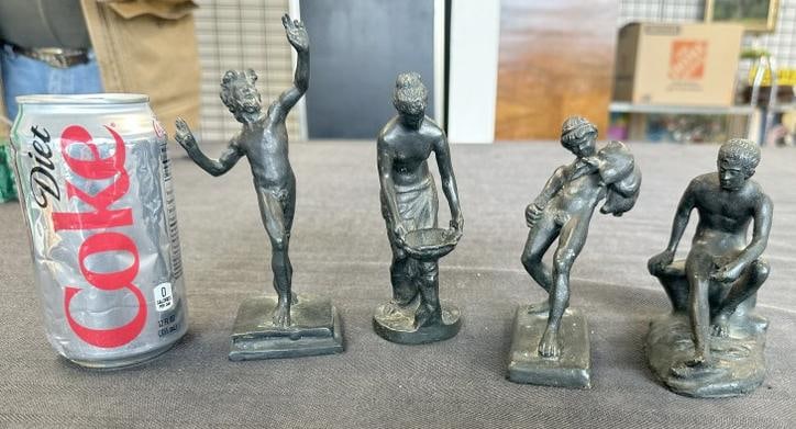 (4) bronze Greek or Roman classical figures, nice old patina, from fine estate in Hudson Valley. (1 of 6)