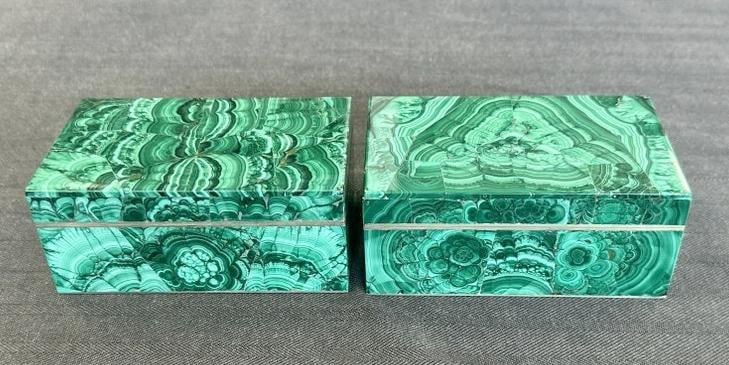 Wonderful pair of malachite dresser or jewelry boxes, from fine local Hudson Valley estate, nice (1 of 6)