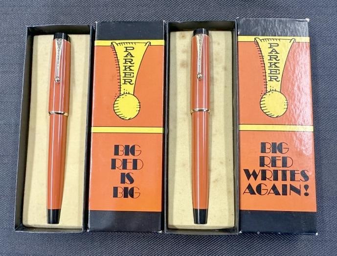 (2) vintage PARKER BIG RED SOFT TIP PENS, in original boxes, appear to have never been used. From: (2) vintage PARKER BIG RED SOFT TIP PENS, in original boxes, appear to have never been used. From local estate…..