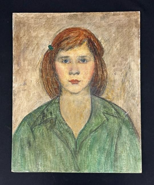 Franklin Zell Heuston (1880-1966 ) o/b portrait of young Woman, circa 1940's or 50's, identified on: Franklin Zell Heuston (1880-1966 ) o/b portrait of young Woman, circa 1940's or 50's, identified on back by his Son....painting measures 20" x 16". This painting is directly from the Artist's estate,