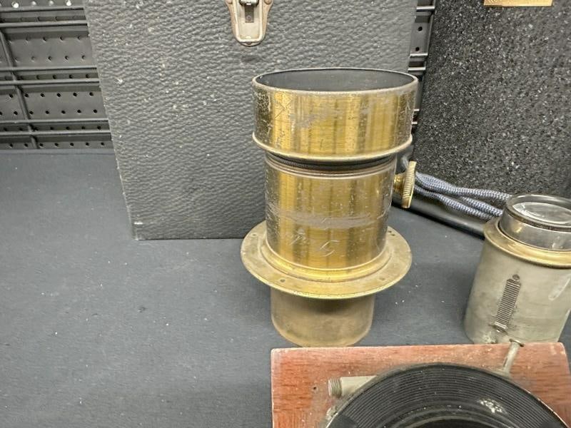 Estate camera lot to include Old Ansco MEMOSCOPE in case and some older camera lenses, just as we - 3