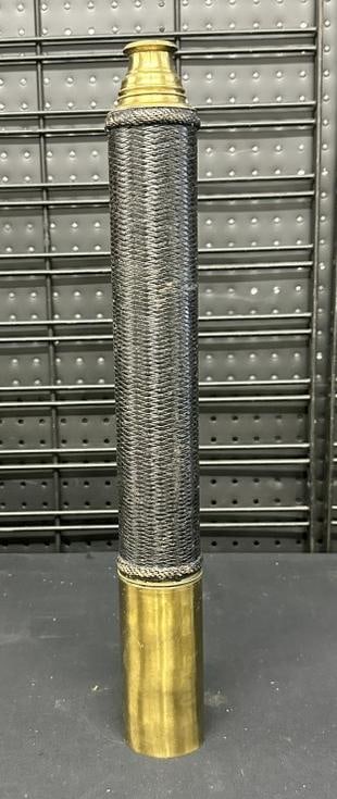 Vintage brass & black leather nautical telescope or spy glass, retracts to size you need. From local (1 of 2)