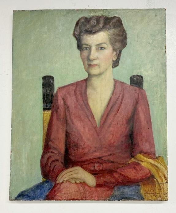Franklin Zell Heuston (1880-1966 ) o/b portrait of Woman, identified as ( Louise Heuston ), dated (1 of 3)