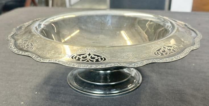 STERLING SILVER large WALLACE fruit bowl, from fine estate in Hudson Valley, measures 4.75" high x (1 of 7)