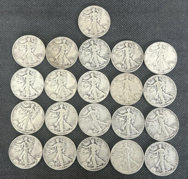 (21) WALKING LIBERTY Half Dollars, from estate collection we are selling. (1 of 2)