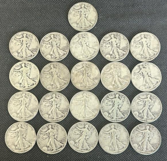 (21) WALKING LIBERTY Half Dollars, from estate collection we are selling. (1 of 2)