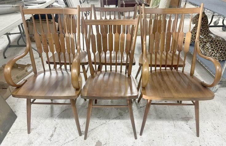 (6) KIPP STEWART Mid Century Modern walnit chairs for DREXEL, very very clean, structurally sound, (1 of 4)