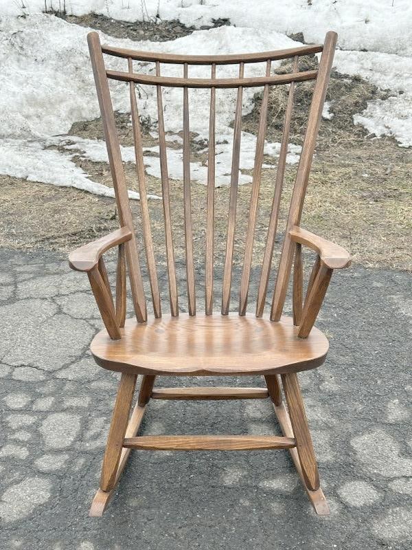 Oak pegged construction spindle back country rocking chair, from fine home in Hudson Valley, (1 of 1)