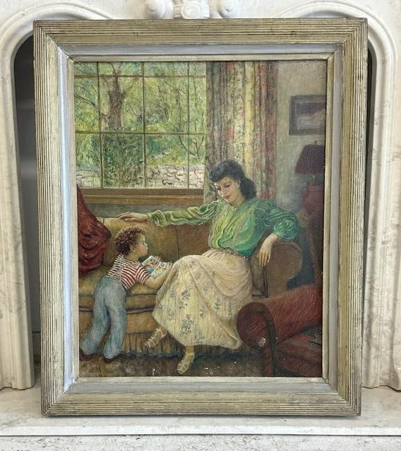 Franklin Zell Heuston (1880-1966 ) o/b titled ( MOTHER GOOSE ), in frame of the period, circa (1 of 2)