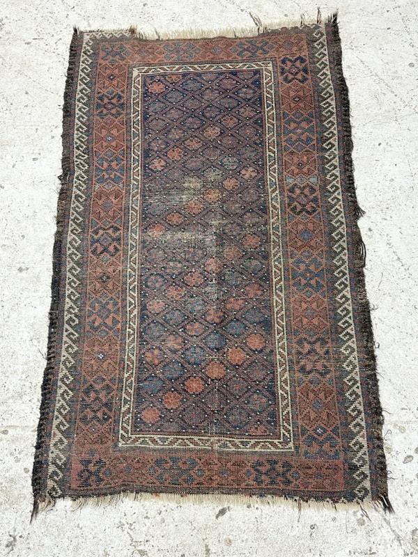 Worn old handmade oriental scatter rug, measures 48" x 28". From local estate in Hudson Valley…. (1 of 1)