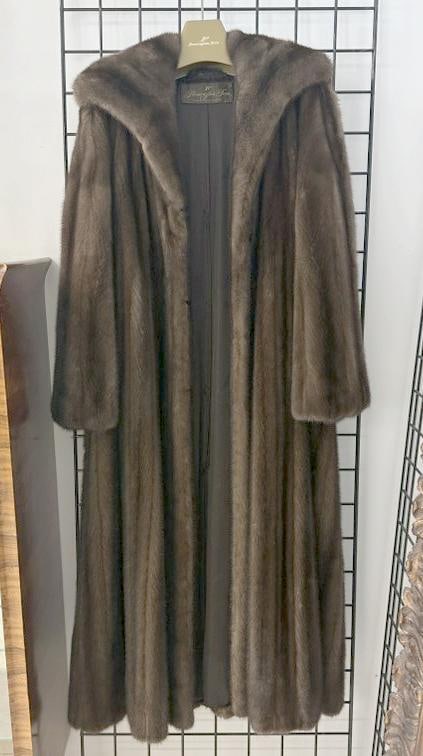 Beautiful full length mink coat with hood, from ( Flemington Furs ), from fine estate in (1 of 3)
