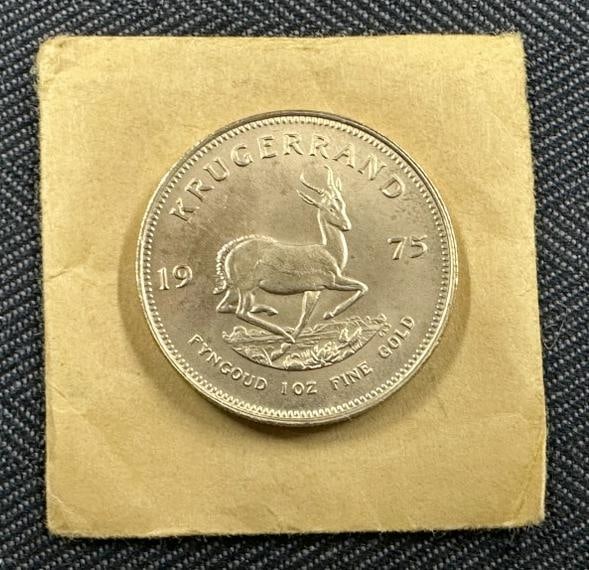 1975 1 ounce fine gold KRUGERAND, from fine estate of jewelry, silver and gold we are selling. In (1 of 2)
