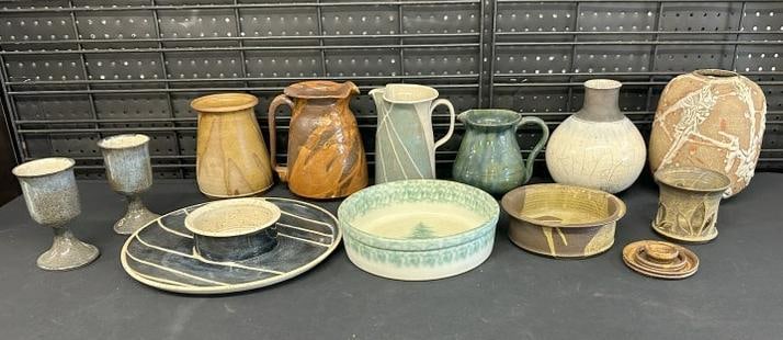 INEZ SORJANI (13) pieces of art pottery, circa 1970's from estate in Hudson Valley of a relative of (1 of 7)
