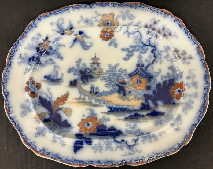 Large decorative IRONSTONE Asian inspired platter, from estate in Hudson Valley of old time antique (1 of 3)