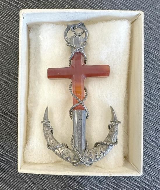Victorian era Scottish Anchor Carnelian silver brooch pin…..from nice local estate, very nice (1 of 3)