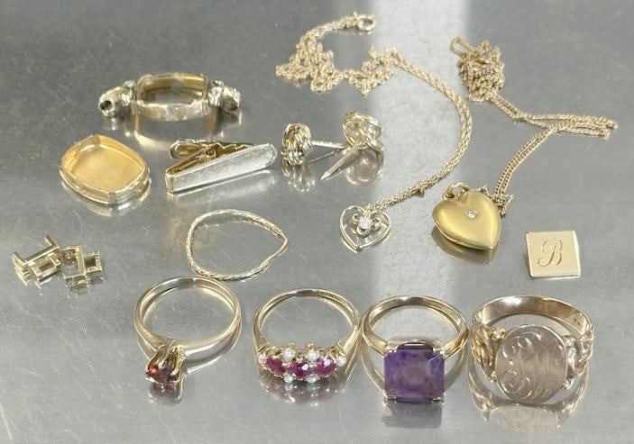 Estate lot 14K estate jewelry and pieces. From estate in Poughkeepsie, N.Y. It includes (4) rings (1 of 8)