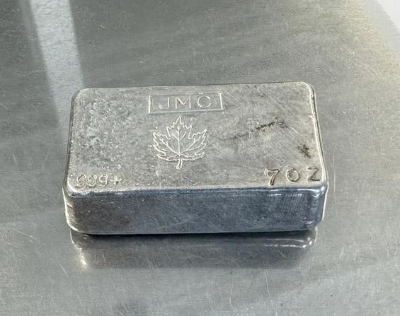 JMC Maple Leaf (7) ounce .999 fine silver bar, from estate collection we are selling. - 2