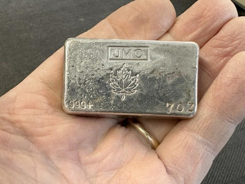 JMC Maple Leaf (7) ounce .999 fine silver bar, from estate collection we are selling. - 3
